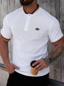 Manfinity CasualCool Camisa polo de manga corta casual y de uso diario con decoración de remaches para hombre
