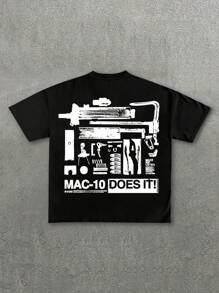 Manfinity Dauomo Men's Summer Casual Colorblock Print Standard Size T-Shirt - Black - View 3