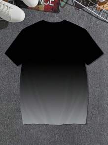 Manfinity Homme Men's Plus Ombre Design Short Sleeve T-Shirt, Fashionable For Summer