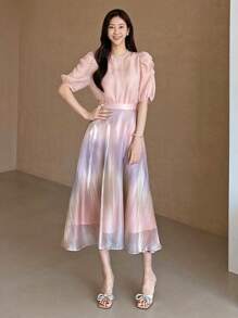 DAZY Ombre Color A-Line Long Elegant Women Summer Skirt