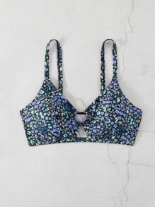 Swim Mod 大码女式随机印花吊带背心式泳衣上衣 - 彩色 - 查看 6