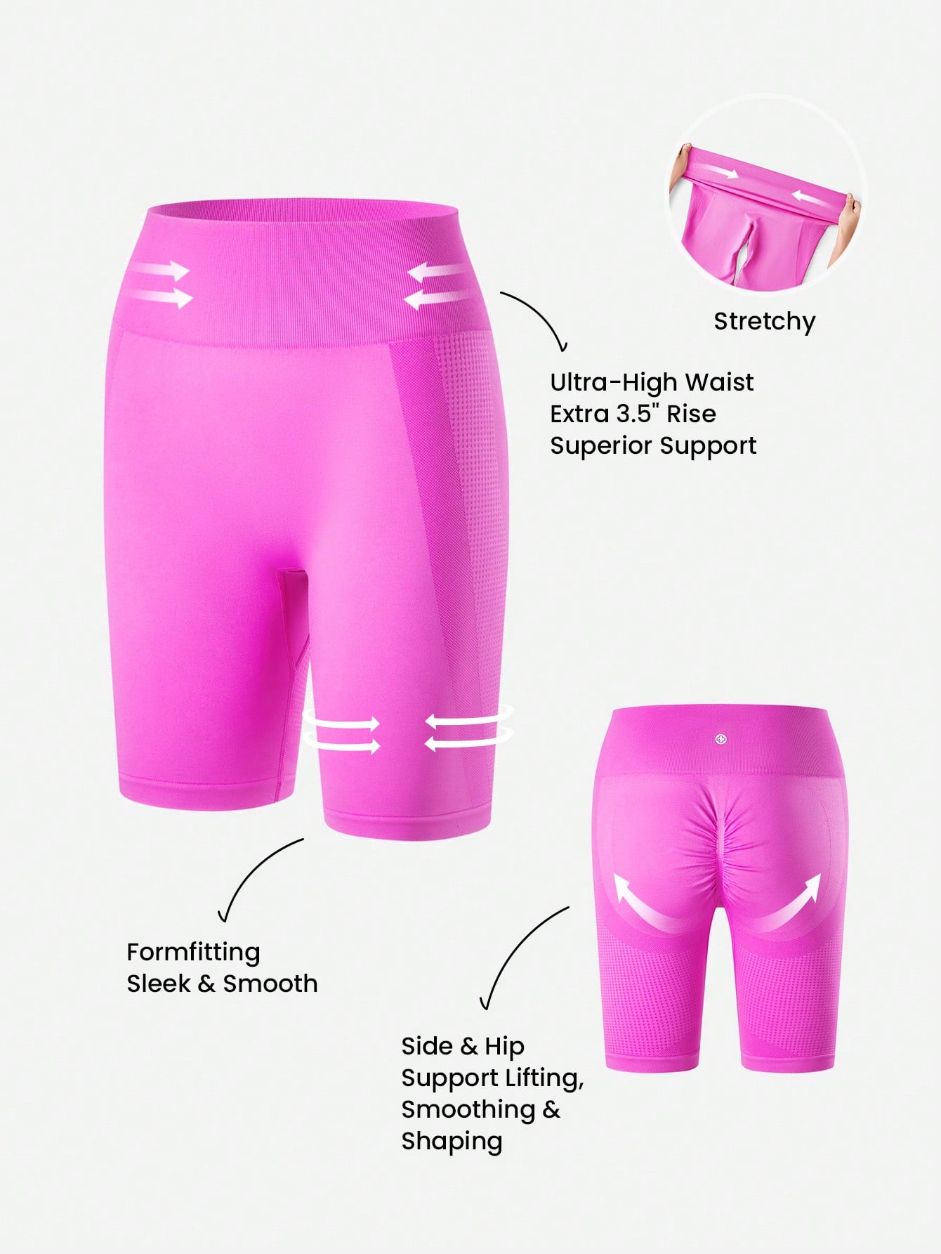 Pantaloncini sportivi da donna rosa con vita larga, eleganti, per yoga, fitness, ciclismo, leggings attivi, pantaloni da palestra