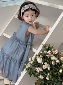 DAZY Robe d'été ample sans manches à col rond pour bébés/tout-petits filles