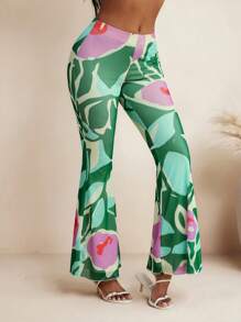 JIAN LASALA Pantaloni lunghi in rete con stampa floreale estiva, pantaloni casual da donna per vacanze, abiti vintage hawaiani, pantaloni ankara, abbigliamento da resort, outfit da rave, pantaloni da festival, abbigliamento da ritorno a casa sexy per donna
