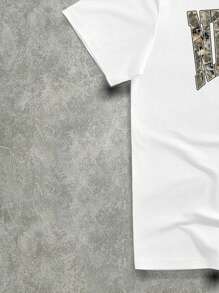 Manfinity Roghcode Men's Street Casual New York Letter Print T-Shirt And Shorts Set