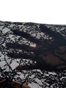 Firerie Nuovo abito cheongsam con inserti in pizzo, colletto a goccia con dettagli in metallo, elegante e sexy abito nero con spacco alto per le donne