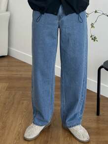 DAZY Men's Straight Loose Casual Pocket Jeans, Versatile, Fall - Blue - View 3