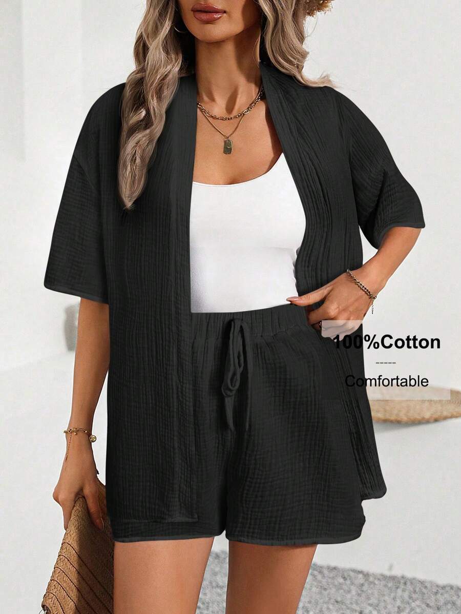 SHEIN LUNE Women Two Pieces Outfits For Daily Wear - Black - View 1