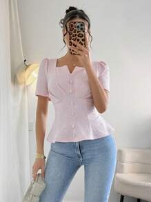 Firerie Damen neue kombinierbare Einfarbige quadratische Ausschnitt Struktur Jacquard Oberteil, elegantes Sommer Blumen Oberteil/Süße Sommer Oberteile/Sommer Outfits für Frauen/Boho Frauenkleidung/Strandurlaub Outfits/Festival Outfits/Sommerurlaub am Meer Outfits/Festival Kleidung