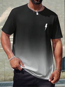 Manfinity Homme Plus Size Men's Short Sleeve T-Shirt, Fashion Suitable For Summer - Multicolor - View 1