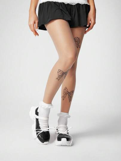 Grunge Punk Women's Black Mary Jane Leather Shoes, Niche Platform Ballet Flats With Bow, Casual Sneakers, Hook-And-Loop, Japanese JK Uniform Style, Wedge & Platform Pumps