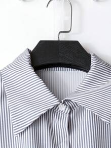 SHEIN Clasi Women's Summer Striped Short Cap Sleeve Cardigan - Grey - View 6