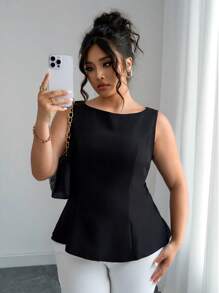 Elenzga Camisa sin mangas con espalda descubierta para mujer de talla grande, de moda para el verano