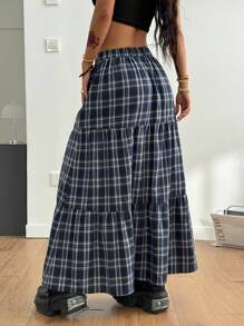 Coolane Women's Summer Concert Streetwear Y2K Basic Casual Plaid Baggy Low Rise Long Skirts - Multicolor - View 4