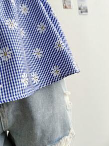 Soleia Blusa peplum con estampado floral ribete con fruncido - Multicolor - Ver 4