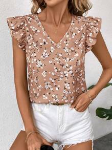 SHEIN Clasi Blusa sin mangas de escote en V para mujer, de moda para el verano - Rosa vieja - Ver 5