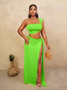 BamGleam Women Two Pieces Outfits For Daily Wear - Green - View 4