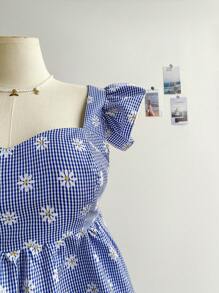 Soleia Blusa peplum con estampado floral ribete con fruncido - Multicolor - Ver 8