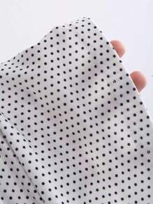 Sweetra Women's Summer Ruffled Round Neck Polka Dot Short Sleeve T-Shirt - White - View 5