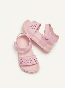 Cozy Pixies 1 双可爱幼儿女孩钩环镂空公主风格休闲时尚百搭软底平底凉鞋，夏季 - 粉色 - 查看 6
