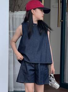 DAZY Tween Girls Denim Two Pieces Outfits - Dark Wash - View 5