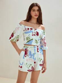 MOTF STUDIO CONTRAST GUIPURE LACE SHORTS - Multicolor - View 7