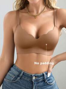 1 件装 无缝简约波浪边纯色无钢圈聚拢全罩杯女士文胸