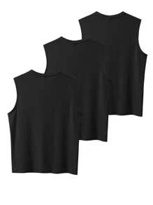 Manfinity Homme Men's Casual Versatile Wide Strap Tank Top, Summer - Black - View 2