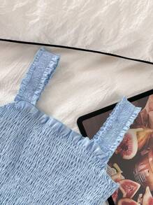 3pcs/Set Matching Mother & Daughter Casual All-Match Versatile Daily Wear Black & White Striped Ribbed Cropped Tank Top, Fashionable & Cute