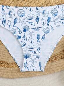 SHEIN Teen Girl Shell Print Ring Decor Spaghetti Strap Bikini Set Young Girls Sets Bathing Suits For Teens Sets Swim Suits For Women Summer Bathing Suits 1pc For Teens Swim Suits For Teens 2 Pieces Set - Multicolor - View 3