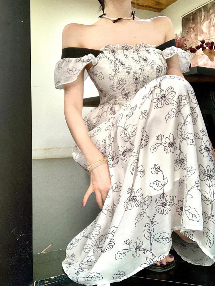 Women's Casual All-Over Floral Print Elegant Holiday Flowy Mid-Length Dress Maxi Dress Boho