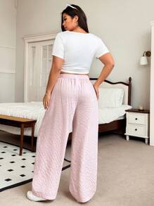 SHEIN EZwear 2件套加大码女式海星贝壳印花圆领短袖T恤和裤子套装 - 白色 - 查看 2