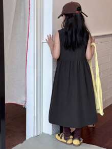 DAZY Tween Girls Sleeveless Round Neck Dress, Summer,Back To School Clothes - Black - View 4
