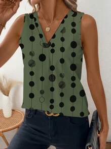 SHEIN Clasi Women's Floral Print V-Neck Sleeveless Casual Tank Top - Multicolor - View 3