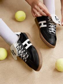 CUCCOO EASI Silver German Shepherd Women's Sneakers, Spring/Summer 2024 New Arrivals, Platform Casual Lace-Up Shoes - Black - View 2