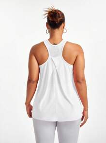 Easithlete Solid Color Sleeveless Sports White Tank Top, Fashionable For Summer Orange - White - View 5