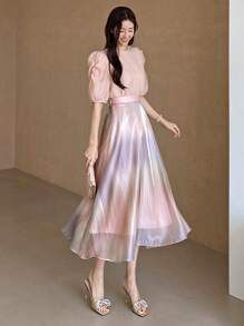 DAZY Ombre Color A-Line Long Elegant Women Summer Skirt