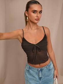 SHEIN BAE Camiseta de punto de malla texturizada de verano, adecuada para citas, tardes de té, reuniones con amigas, vacaciones, viajes a la playa, viajes a Italia, salidas, atuendos de crucero, atuendos de brunch, atuendos de Ibiza, blusas de verano