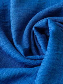 Linhara Plus Size Solid Color Notched Neck Casual Short Sleeve Dress, Summer - Blue - View 5