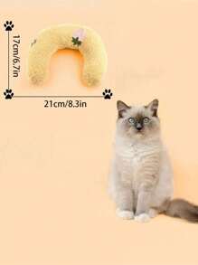 1pc Plush Pet U-Shaped Neck Pillow, Soft And Fluffy Cat Pillow, Suitable For Deep Sleep And Neck Protection Of Pets
