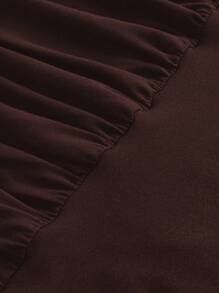 ROMWE Hippie Y2K Vintage Sexy Beaded Decor Patchwork Leopard Print Women's Halter Neck Bodycon Mini Dress - Brown - View 4