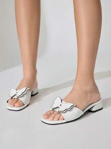 CUCCOO CHICEST Women's White Patent Leather Butterfly Square Toe Flat Sandals, Elegant Sweet Casual Fashion Comfortable Slip-On Flat Shoes For Spring/Summer, Suitable For Afternoon Tea, Dates, Elegant Outfits, Beach Vacation - White - View 9