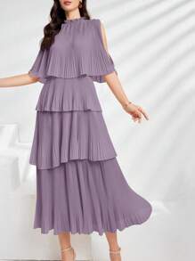 Modelyn Women's Fashionable Solid Color Short Sleeve Off-Shoulder Dress Long Evening Dresses Summer Dresses For Women - Purple - View 6