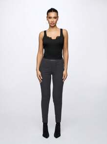 SUMWON WOMEN Pantalones de cintura alta acanalados, pantalones de loungewear de otoño e invierno, ajuste delgado, fondo elástico