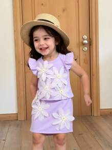 Ensemble casual élégant confortable pour bébé fille, printemps/été. Tissu doux, convient pour les activités intérieures ou extérieures - Multicolore - Voir 8