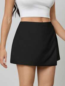 SHEIN Tall 夏季纯色裹身优雅不对称半身裙