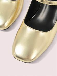 CUCCOO DOLLMOD Women's Square Toe Adjustable Strap Design Fashion Mary Jane High Heels - Gold - View 7