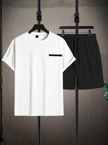 Manfinity Homme Men's Summer Casual Simple T-Shirt And Shorts Set Men's T Shirts Casual Men's Two Pieces Casual - Multicolor - View 6
