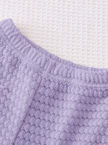 SHEIN Babygirlsu Summer Red Strawberry Print Set, Includes Sleeveless Round Neck Top And Matching Shorts, Sweet Style, Lightweight, Suitable For Outdoor Play, Home Comfort, And Friendly Gathering - Purple - View 4