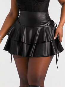 Radiana Váy mini xếp nếp nhiều lớp vải phủ PU co giãn phong cách đường phố cỡ lớn cho nữ, thích hợp mặc hàng ngày, lễ hội âm nhạc, hòa nhạc, tiệc hóa trang, kỳ nghỉ ở bãi biển, đêm hẹn hò, sinh nhật, tiệc độc thân, câu lạc bộ, trang phục thường ngày dễ thương, mua sắm, trang phục đường phố, đi chơi, phong cách, dễ phối đồ, tôn dáng - màu đen - Xem 11